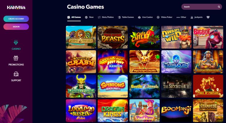 Kahuna Casino review games